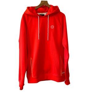 Scotch & Soda Men's Fluorescent Orange Club Nomad Time Off Pull On Hoodie Medium